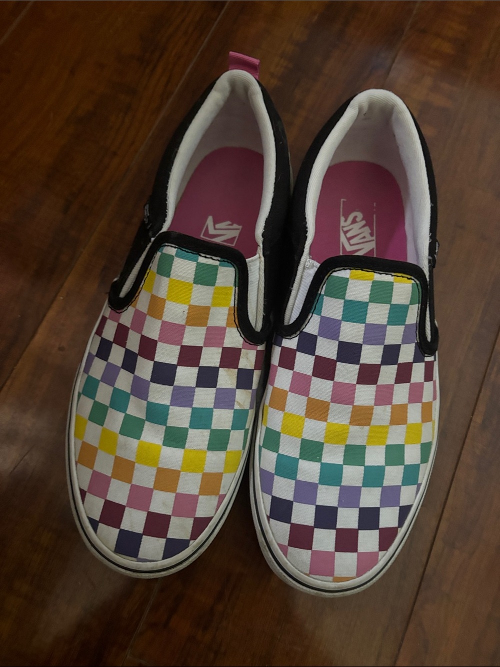 Vans Slip-On Checkerboard Sneakers in Pink, Green, Yellow, Purple, Teal